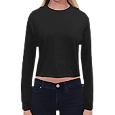 Women's Long-Sleeve Crop Boyfriend T-Shirt Thumbnail