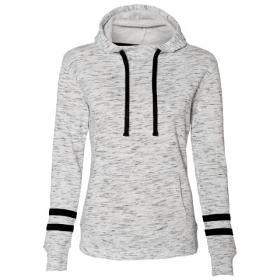 Women’s Mélange Fleece Striped-Sleeve Hooded Sweatshirt Thumbnail